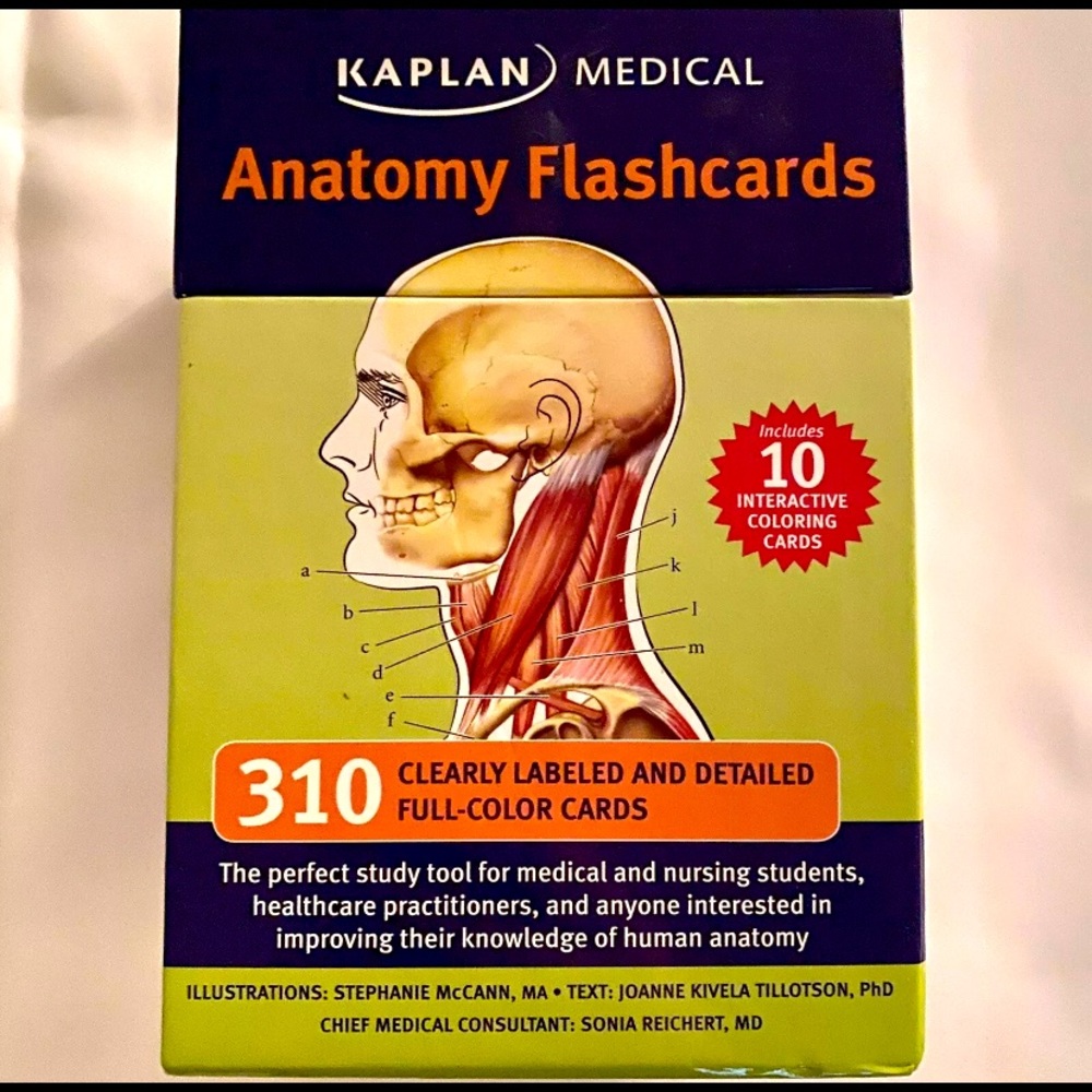 MEDICAL ANATOMY Flashcards Study Cards KAPLAN 310 Labeled Detailed Color Cards